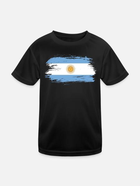 Argentina Flag / Gift South America Cordoba - Kids Functional T-Shirt - black - Front