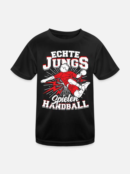 Echte Jungs Spielen Handball Handballer Geschenk - Kinder Funktions-T-Shirt - Schwarz - Vorne