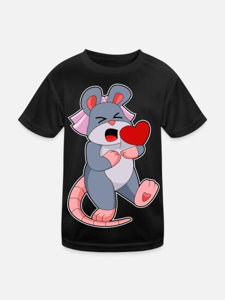Mouse Bride Veil Wedding - Kids Functional T-Shirt - black - Front