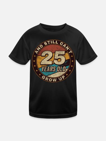 25th Anniversary Birthday Gift Retro 25th Birthday - Kids Functional T-Shirt - black - Front