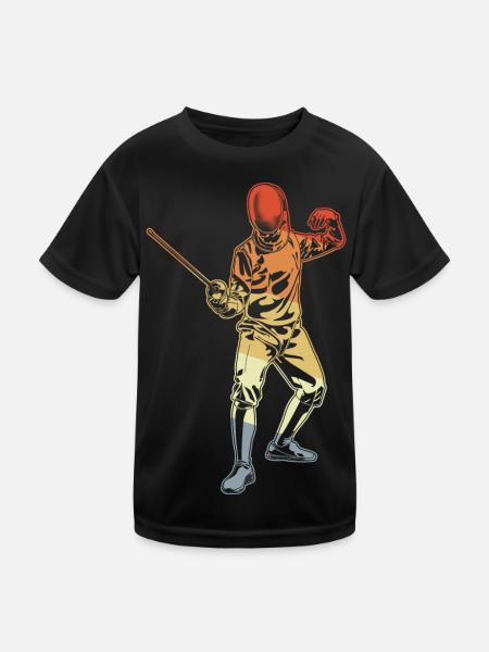 Fechter Skizze - Kinder Funktions-T-Shirt - Schwarz