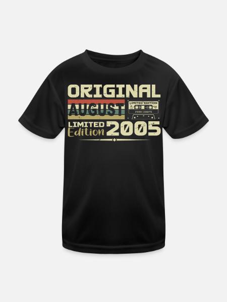 August 2005 - Born in August 2005 Built in August 2005 - Kids Functional T-Shirt - black - Front