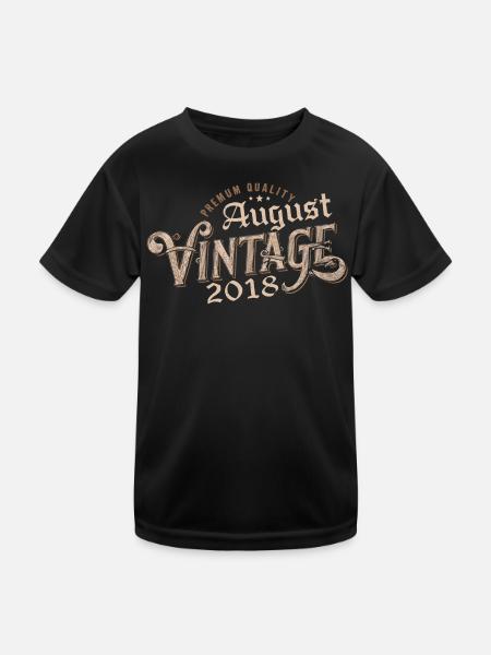 Geschenk August 2018 Geburtstag August 2018 August - Kinder Funktions-T-Shirt - Schwarz - Vorne