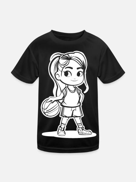Basketballerin - Kinder Funktions-T-Shirt - Schwarz - Vorne