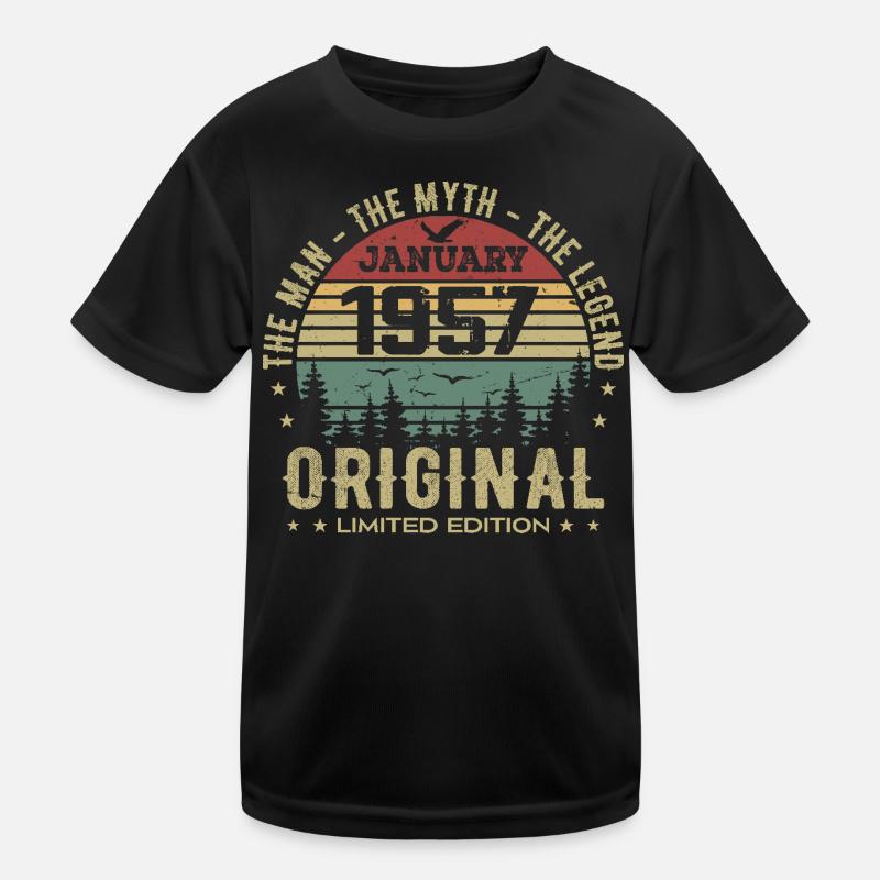 68 Year Old Birthday Gift, Born In January 1957 Kids Functional T-Shirt