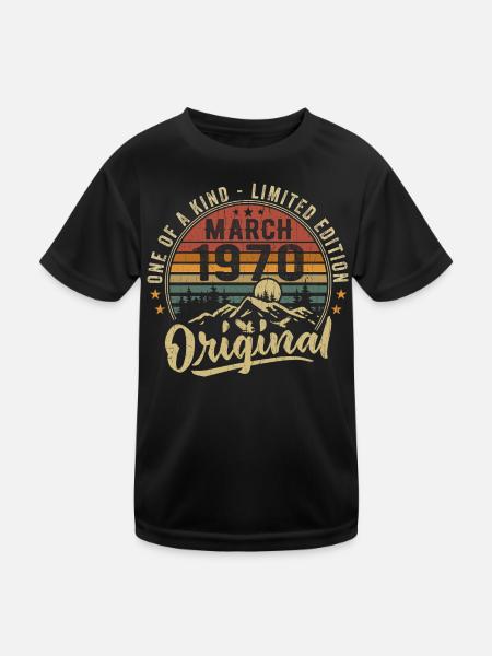 Geburtstagsideen März 1970 Original März 1970 - Kinder Funktions-T-Shirt - Schwarz