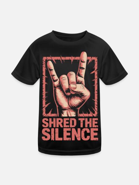 Shred the Silence – Rock Hand Heavy Metal Zeichen - Kinder Funktions-T-Shirt - Schwarz - Vorne