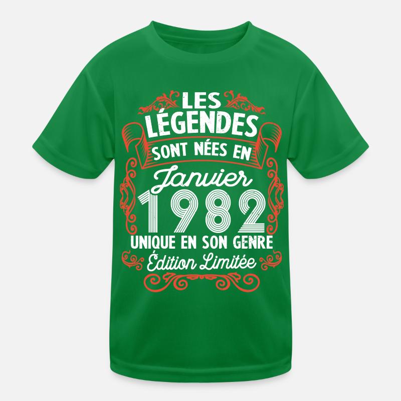 Vintage Flourish Cadeau Anniversaire Janvier 1982 T-shirt sport Enfant