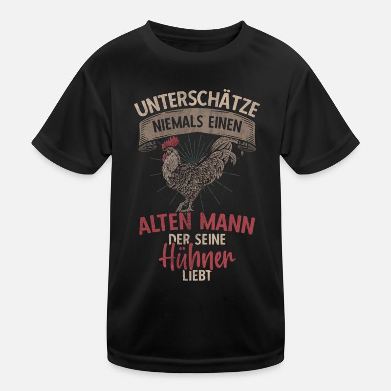 Alter Mann Der Hühner Liebt Kinder Funktions-T-Shirt