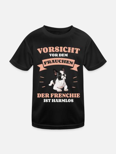 Vorsicht Vor Dem Frauchen French Bulldog - Kinder Funktions-T-Shirt - Schwarz - Vorne