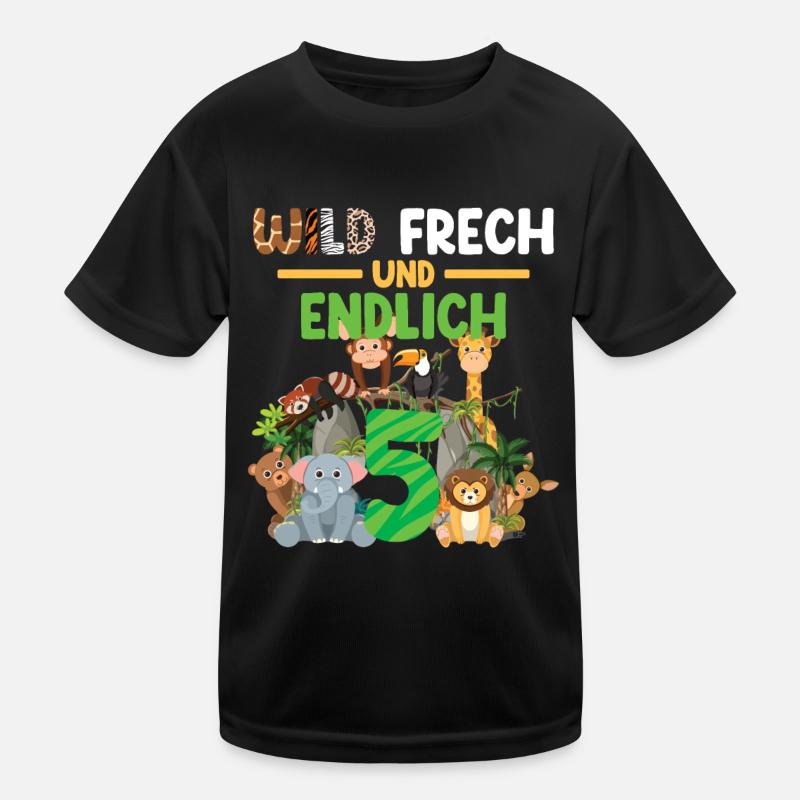 Wild Frech Und Endlich 5 Kindergeburtstag Kinder Funktions-T-Shirt