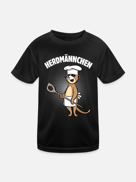 Herdmännchen - Erdmännchen mit Kochlöffel - Kinder Funktions-T-Shirt - Schwarz - Vorne