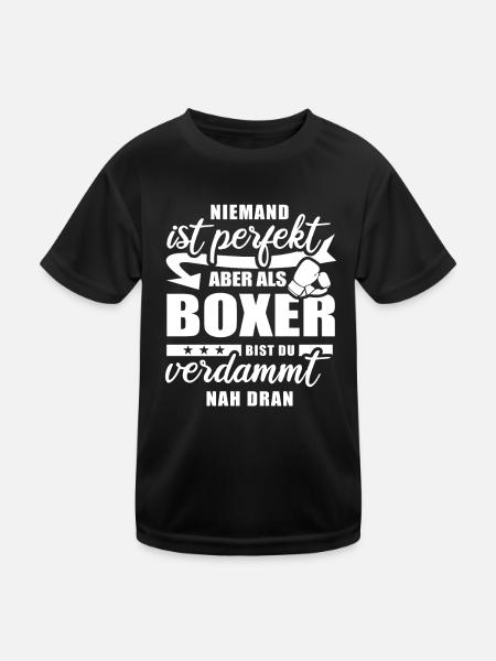 Niemand ist perfekt - Boxer - Spruch - Kinder Funktions-T-Shirt - Schwarz - Vorne