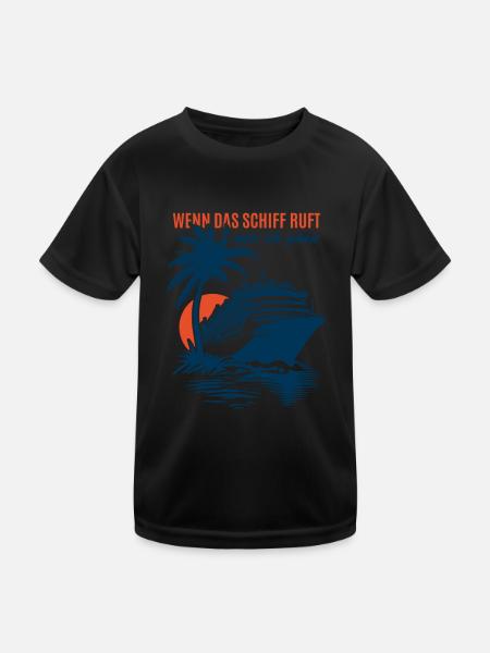 Wenn das Schiff ruft muss ich gehen - Kreuzfahrt - Kinder Funktions-T-Shirt - Schwarz - Vorne