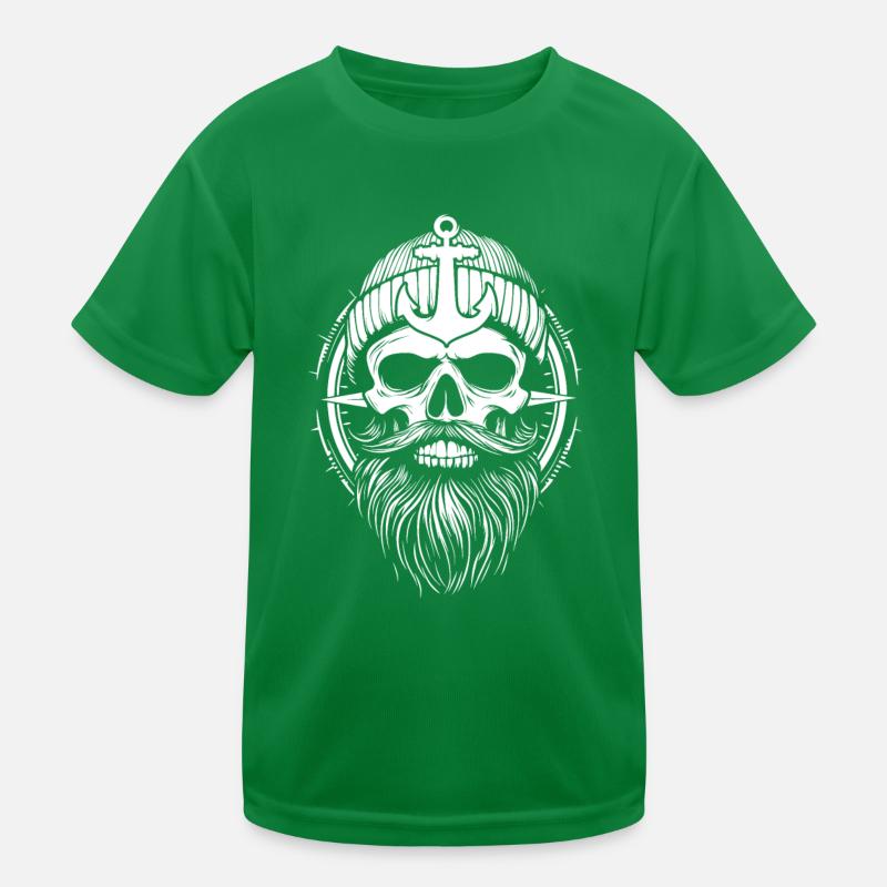 Moin - Totenkopf mit Bart - Seemann Anker Kinder Funktions-T-Shirt