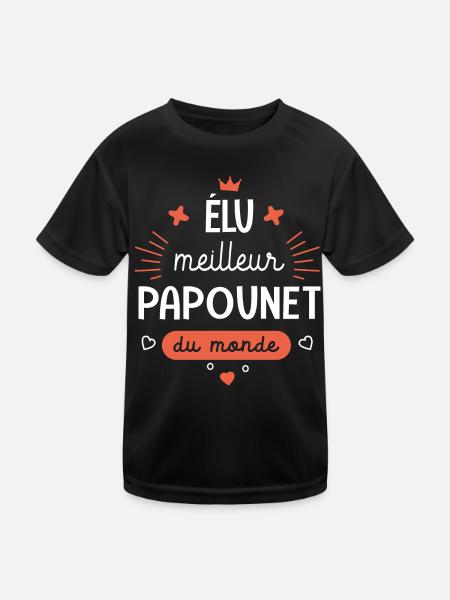 Meilleur Papounet du monde Cadeau papa - T-shirt sport Enfant - noir - Devant