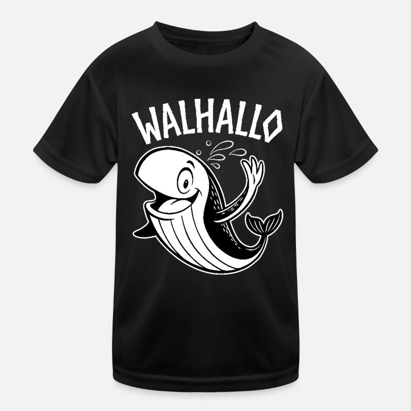 Walhallo - Freundlicher Wal sagt Hallo - Walhalla Kinder Funktions-T-Shirt