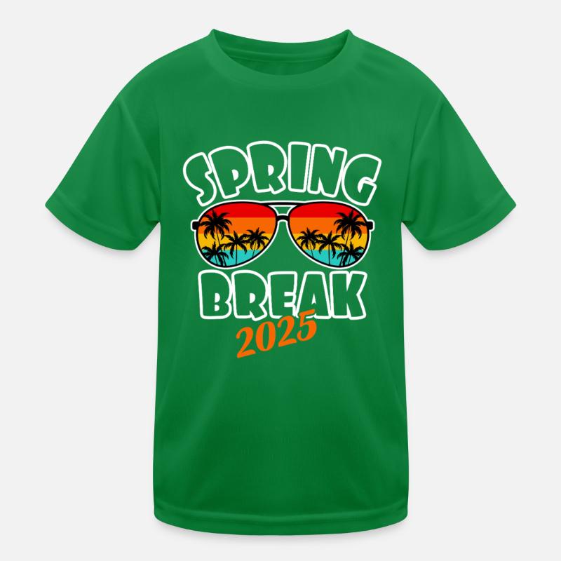 Spring Break 2025 Retro Sunset & Beach Kids Functional T-Shirt