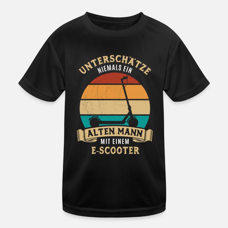 Unterschätze nie einen alten Mann mit E-Scooter - Kinder Funktions-T-Shirt - Schwarz