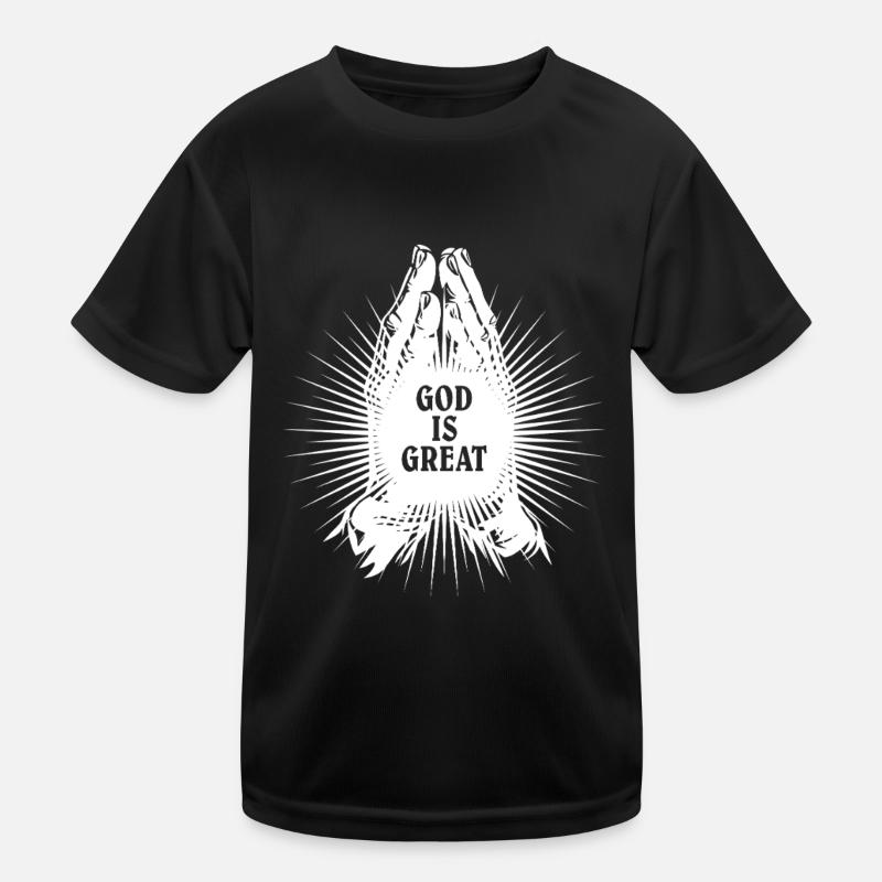 God is great - praying - prayer - praying hands Kids Functional T-Shirt