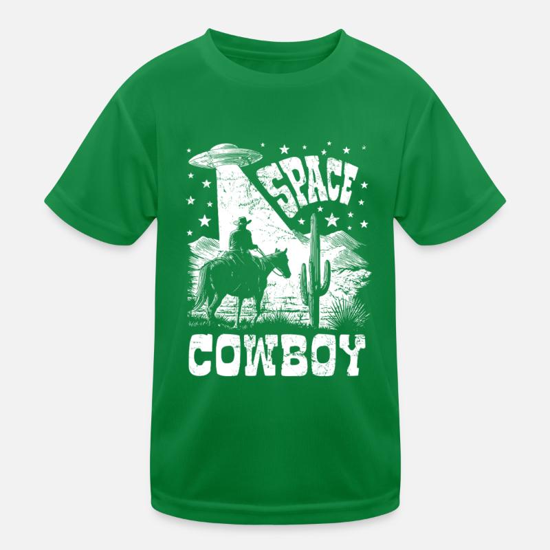 Space Cowboy - UFO - Retro Graphics Kids Functional T-Shirt