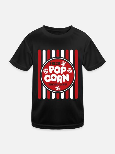 Frisches Popcorn - knusprig & lecker - Geschenk - Kinder Funktions-T-Shirt - Schwarz - Vorne