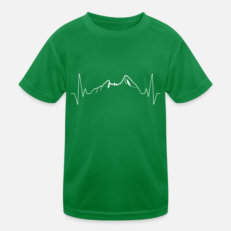 Watzmann Mountain Heartbeat ECG Frequency Pulse Kids Functional T-Shirt