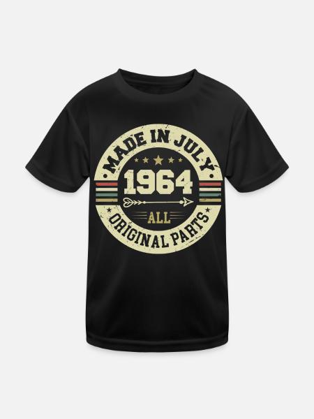 Juli 1964 Geburtstagsgeschenk 1964 I Made in July - Kinder Funktions-T-Shirt - Schwarz - Vorne
