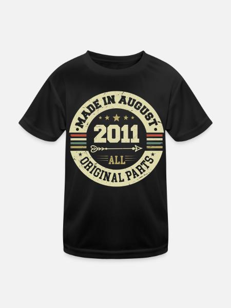 August 2011 Geburtstagsgeschenk August 2011 August - Kinder Funktions-T-Shirt - Schwarz - Vorne