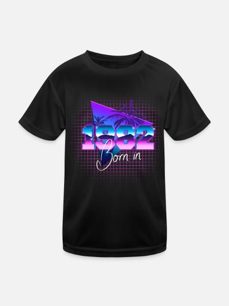 Retrowave Né en 1982 - T-shirt sport Enfant - noir - Devant