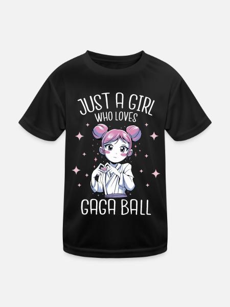 Nur ein Mädchen, das Gaga Ball liebt - Kinder Funktions-T-Shirt - Schwarz - Vorne