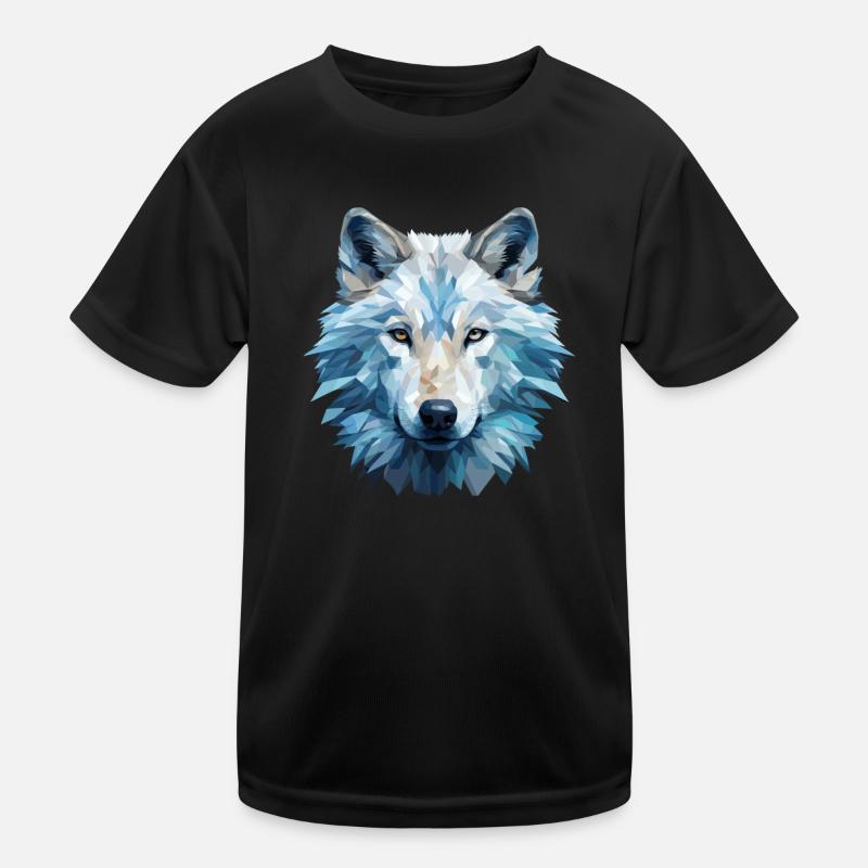 Loup blanc froid dans le style polygonal T-shirt sport Enfant