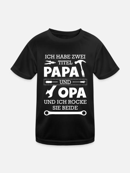 Ich Habe Zwei Titel Papa Und Opa - Kinder Funktions-T-Shirt - Schwarz - Vorne
