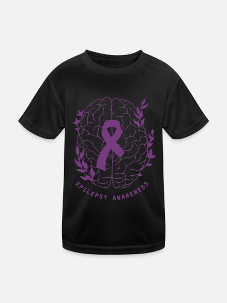 Sensibilisation à l’épilepsie Nous portons violet Épilepsie Cerveau - T-shirt sport Enfant - noir - Devant