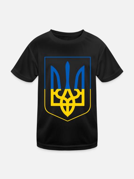 Drapeau de l’Ukraine - T-shirt sport Enfant - noir - Devant