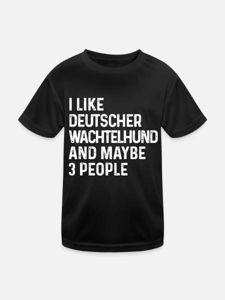 Ich mag Deutscher Wachtelhund und vielleicht 3 Leute - Kinder Funktions-T-Shirt - Schwarz - Vorne