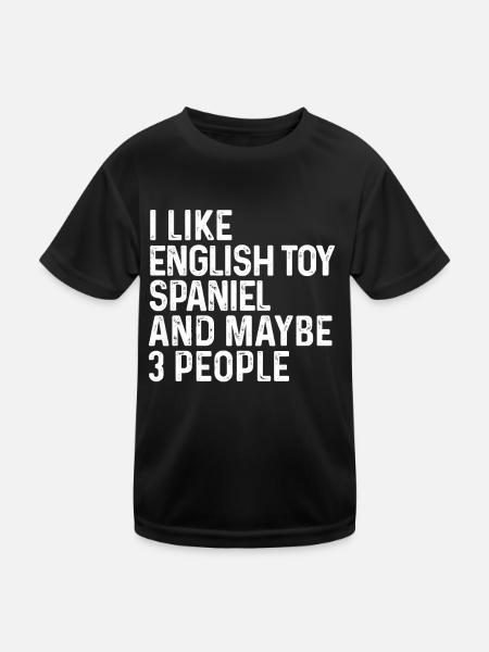 J'aime l'épagneul nain anglais et peut-être le chien de 3 personnes - T-shirt sport Enfant - noir - Devant