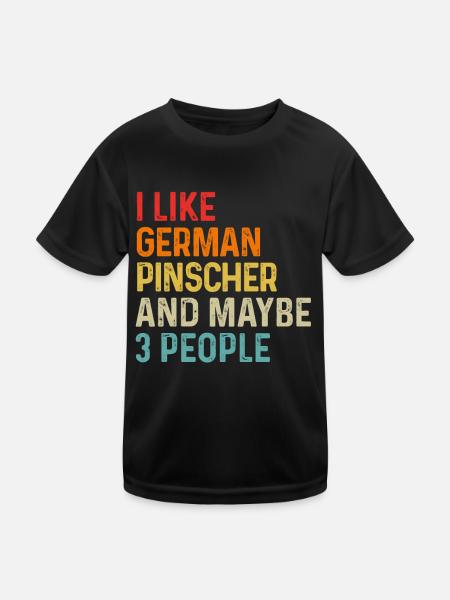 Ich mag deutschen Pinscher und vielleicht 3 Personen Hund - Kinder Funktions-T-Shirt - Schwarz - Vorne