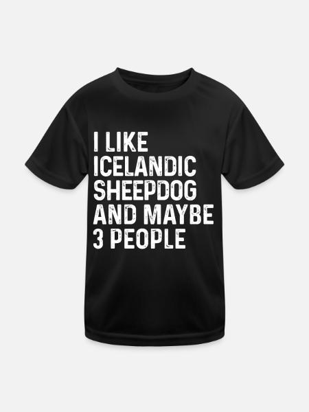 J’aime le chien de berger islandais et peut-être le chien de 3 personnes - T-shirt sport Enfant - noir - Devant