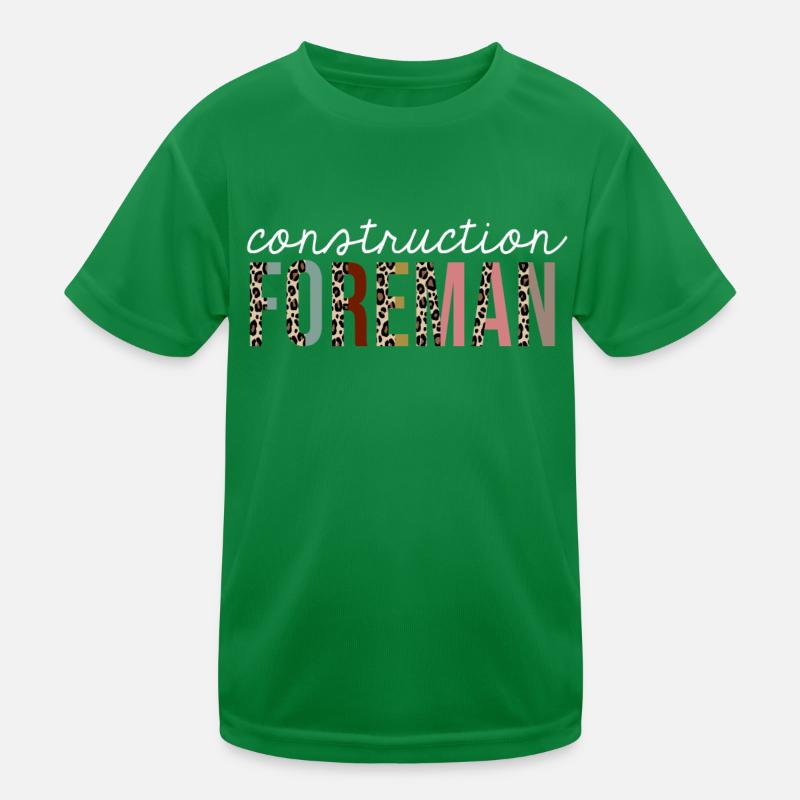 Bau-Vorarbeiter-Leopard-Druck-lustiges Geschenk Kinder Funktions-T-Shirt