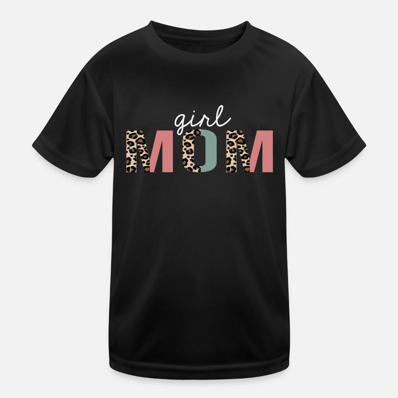 Mädchen Mama Leopard Print Lustiges Geschenk - Kinder Funktions-T-Shirt - Schwarz