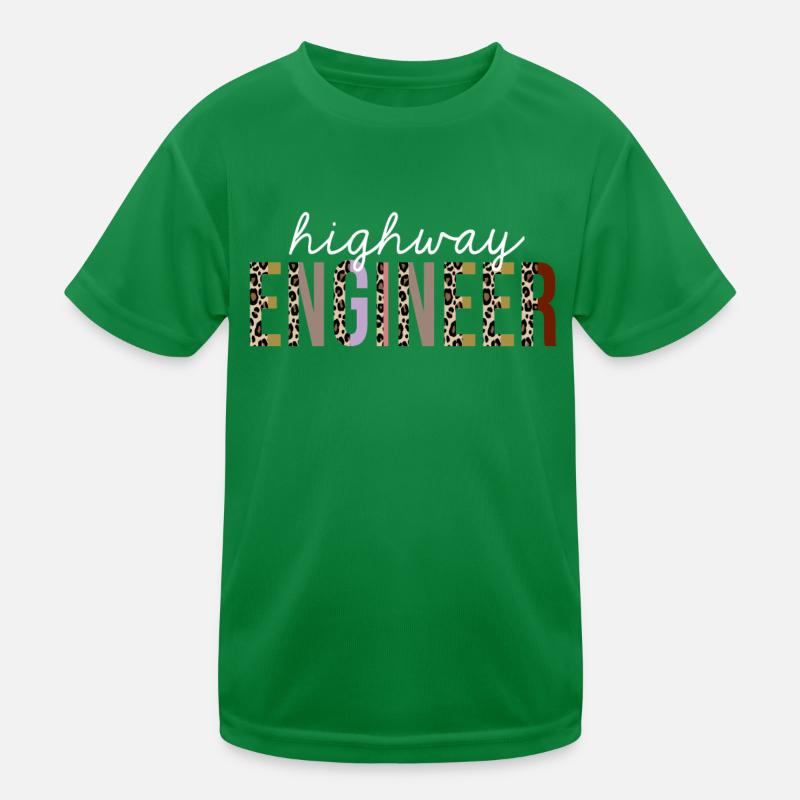 Highway Engineer Leopard Print Funny Gift Kids Functional T-Shirt