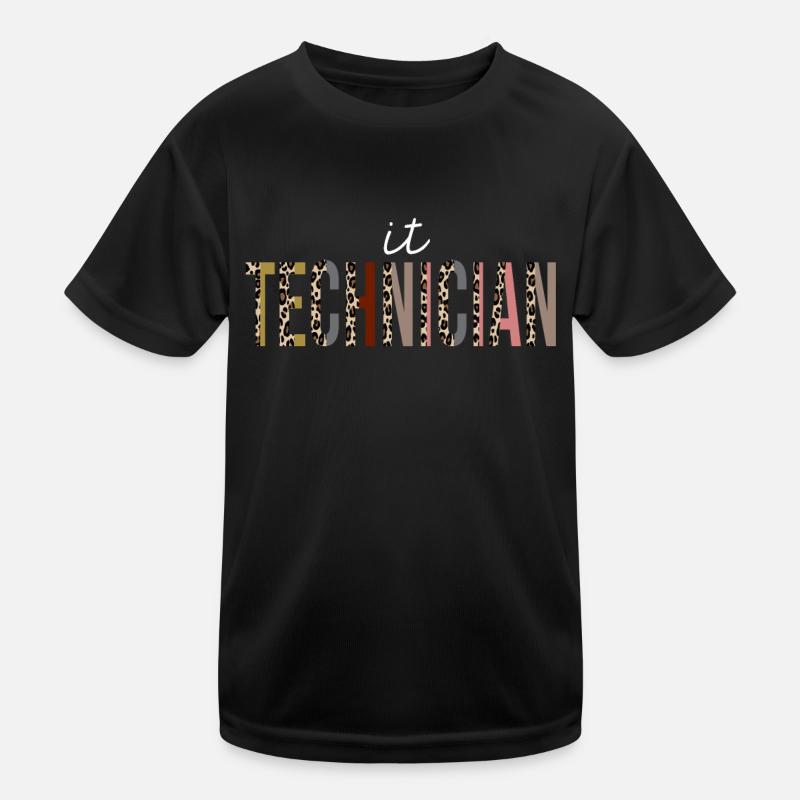 Technicien informatique Leopard Print Drôle cadeau T-shirt sport Enfant