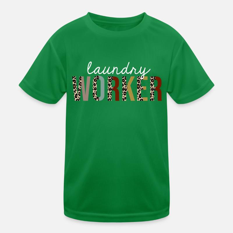 Laundry Worker Leopard Print Funny Gift Kids Functional T-Shirt