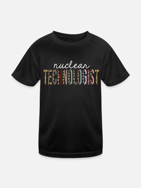 Nuclear Technologist Leopard Print Funny Gift - Kids Functional T-Shirt - black - Front