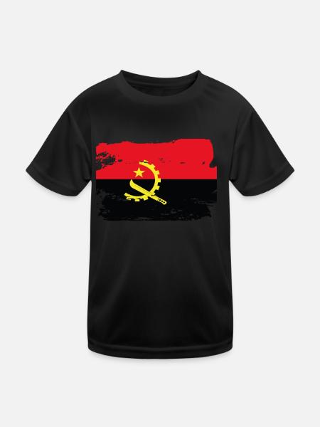 Drapeau officiel angolais Country Pride Vintage - T-shirt sport Enfant - noir - Devant