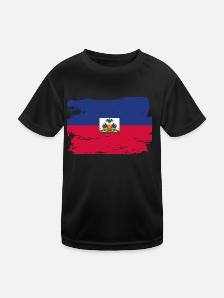 Drapeau officiel Haïti Pays Haïtien Pride Vintage - T-shirt sport Enfant - noir - Devant