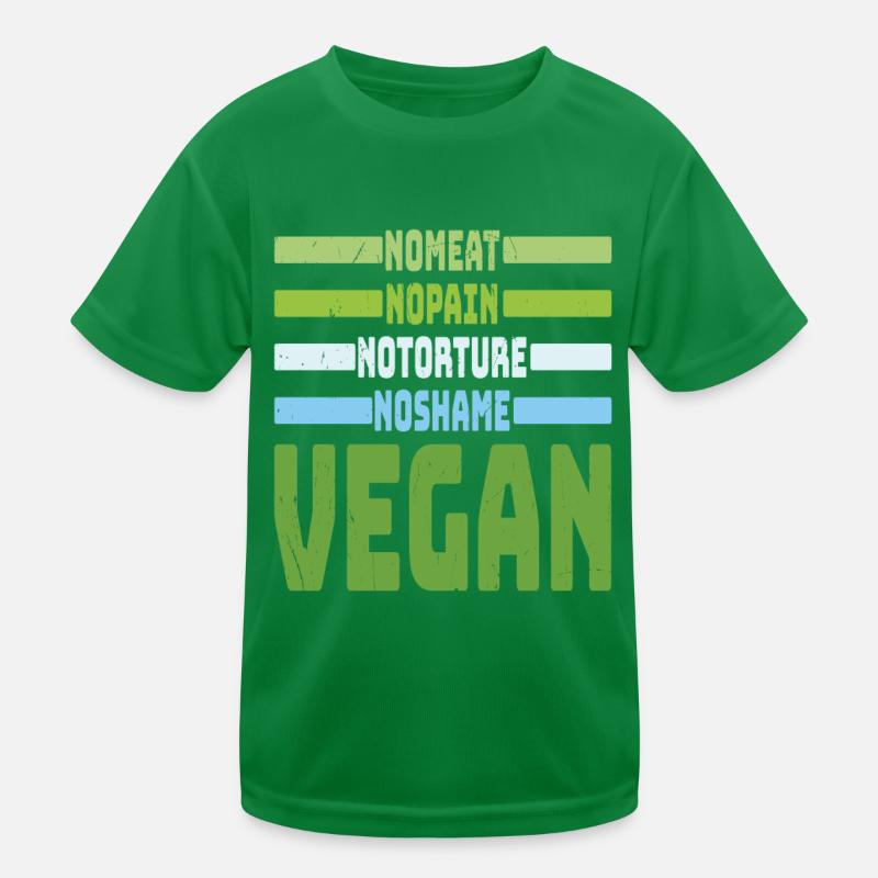 Pas de viande Pas de honte Végétalien Végétarien Citations T-shirt sport Enfant