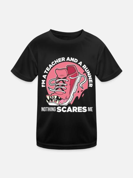 Je suis un enseignant et un coureur Rien ne me fait peur - T-shirt sport Enfant - noir - Devant