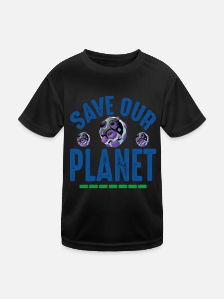 Save Our Planet Earth Protection Support - Kinder Funktions-T-Shirt - Schwarz - Vorne